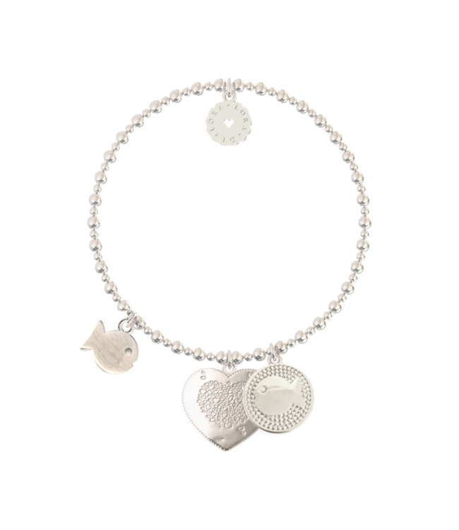 Bubble Heart Charm Bracelet Silver