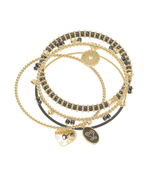 Bracelet Set 4-Obsidian Black