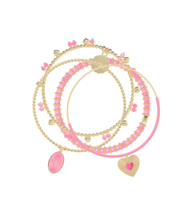 Bracelet Set 4-Bubblegum Pink