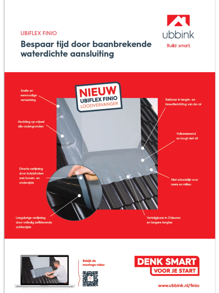 Ubiflex Finio zelfklevend Loodvervanger 400mm x 5m zwart