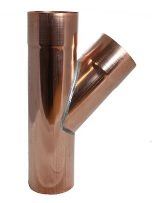 Koperen HWA T-stuk 45 graden 100x100x100mm