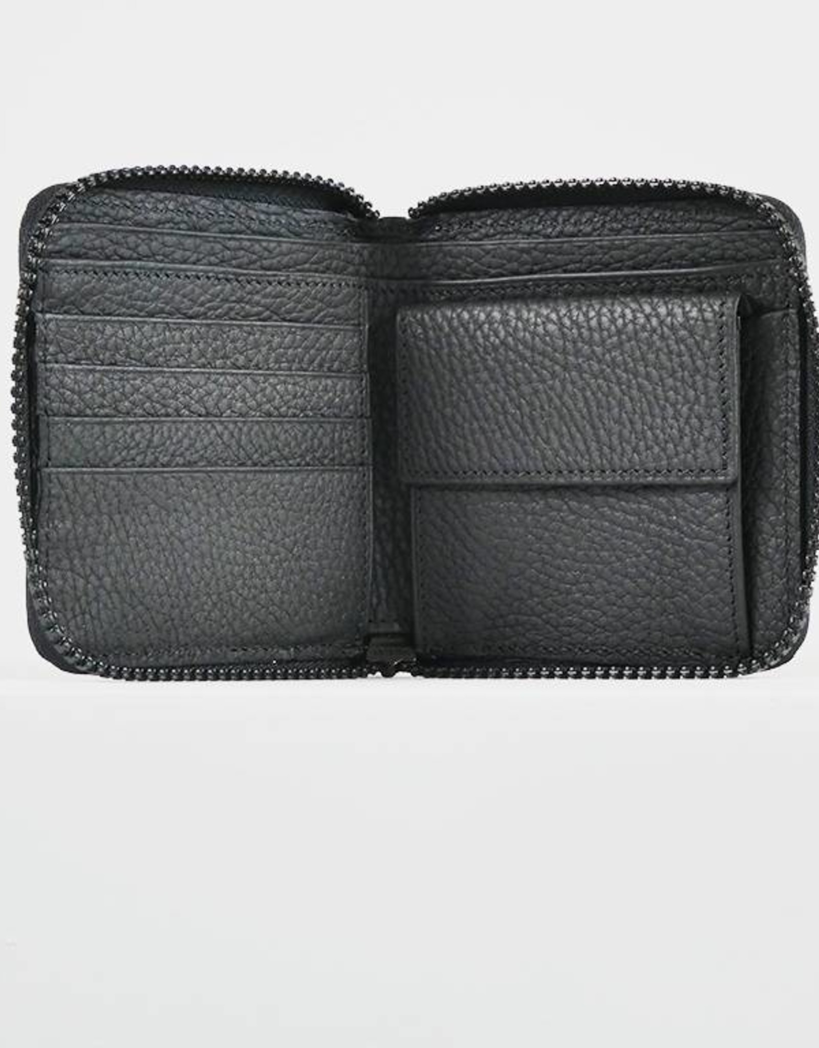 Small zipped leather wallet, Black. Stories Official