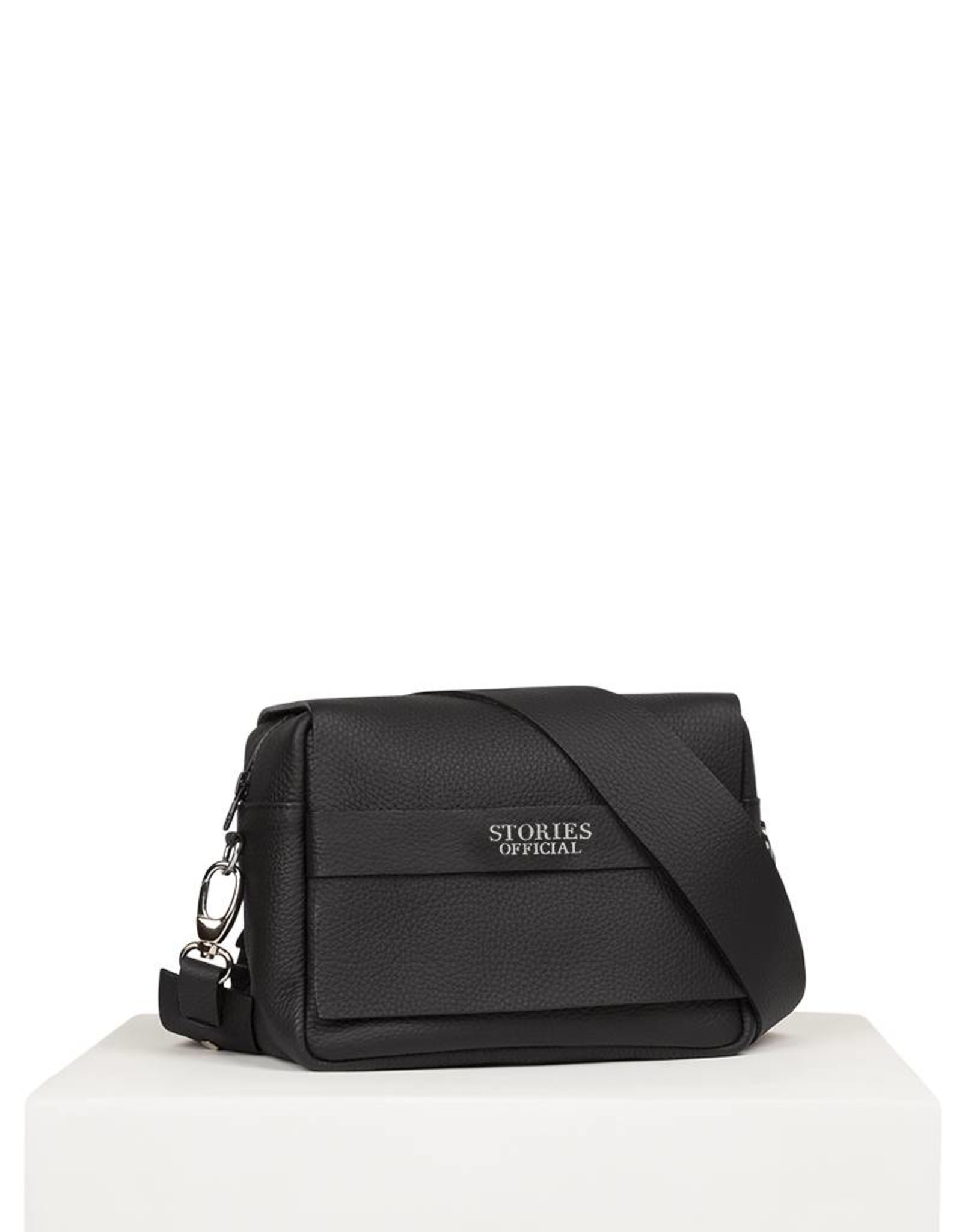 Small zipped leather shoulderbag, Black. - Stories Official
