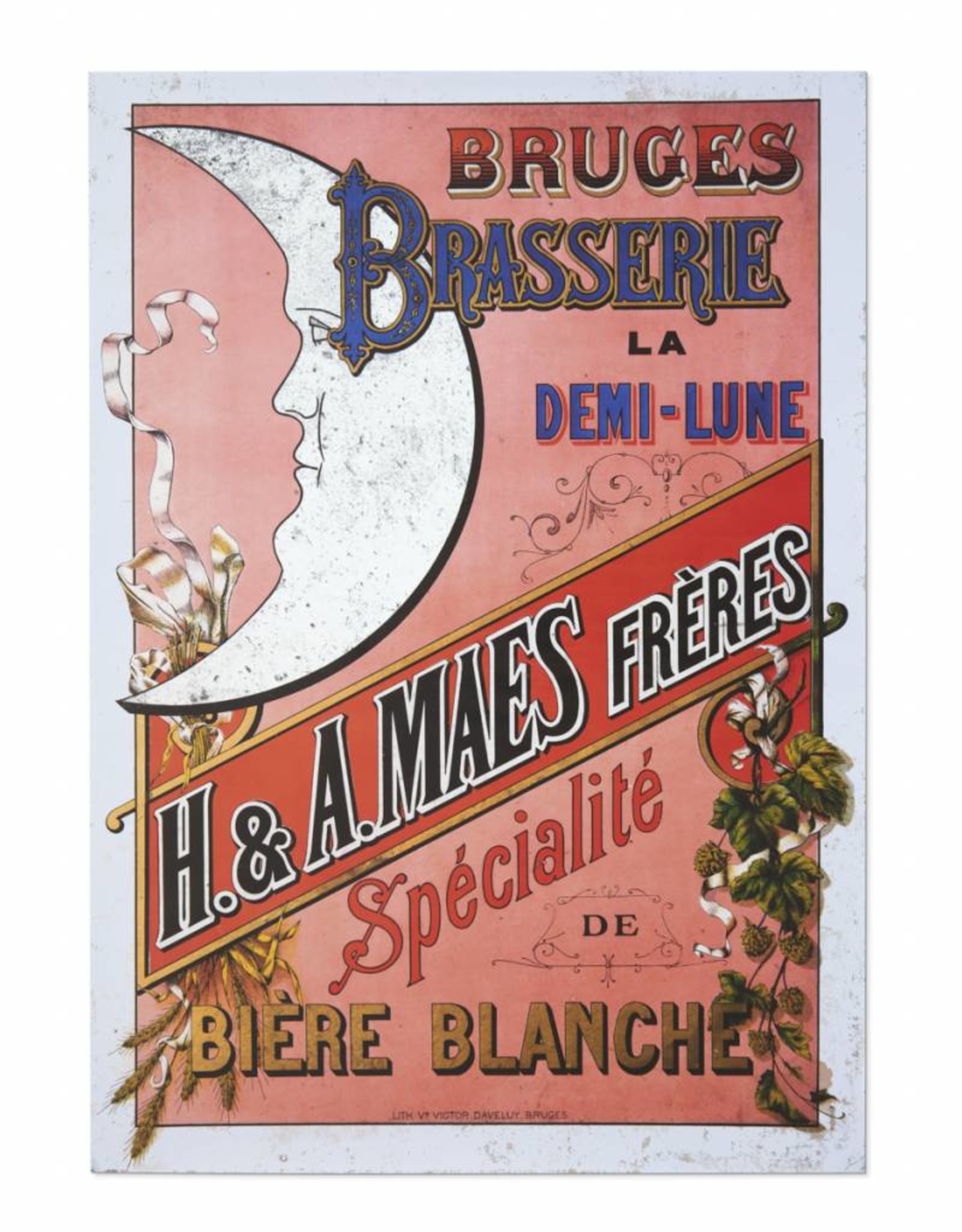 Brouwerij Halve Maan Henri Maes poster roze