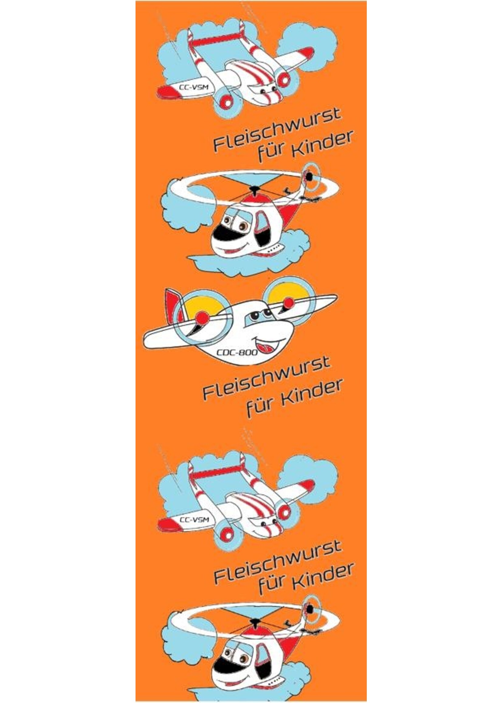 ClipCase 35 Fleischwurst für Kids "Flieger", Kaliber 35, gerafft , 6-Farbendruck, CleverCase Multi Gelb
