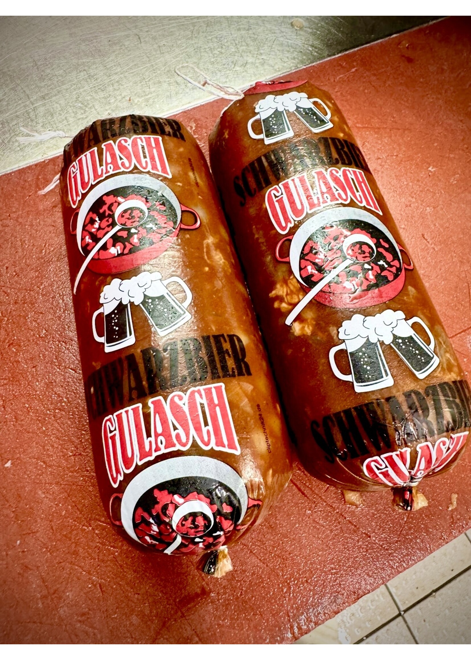 ClipCase Kaliber 80 Schwarzbier-Gulasch, gerafft á 25m, Transparent , CleverCase Multi 3-farbig