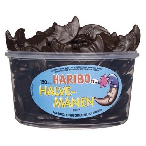 Haribo Silo Halve Drop Manen 150 Stuks 1350 Gram Haribo Silo Halve Drop Manen 150 Stuks 1350 Gram