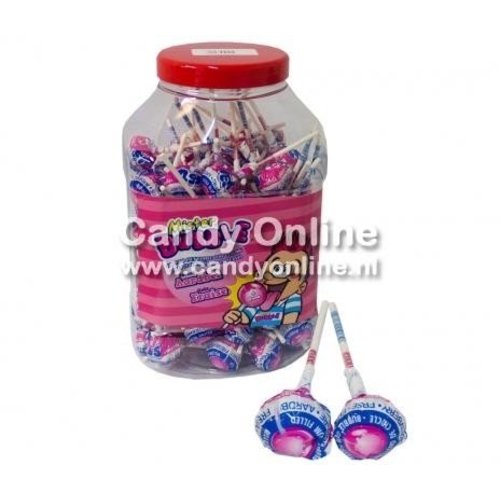 Fiesta Mister Bubble Gum Lollie Strawberry 100 Stuks
