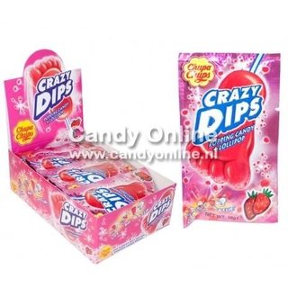 Chupa Chups - Crazy Dips Aardbei Lolly + Knetter 24 Stuks