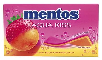 Mentos Mentos Aqua Kiss Strawberry/Mandarijn Suikervrij 20 Stuks