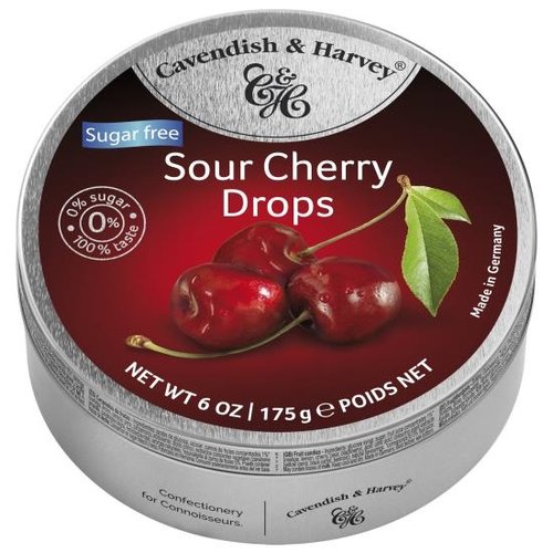 Cavendish & Harvey - Sour Cherry Drops Suikervrij 175 Gram