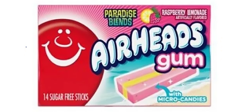 Image of Airheads Airheads - Paradise Blends Raspberry Lemonade Gum 14 Sticks 105830524