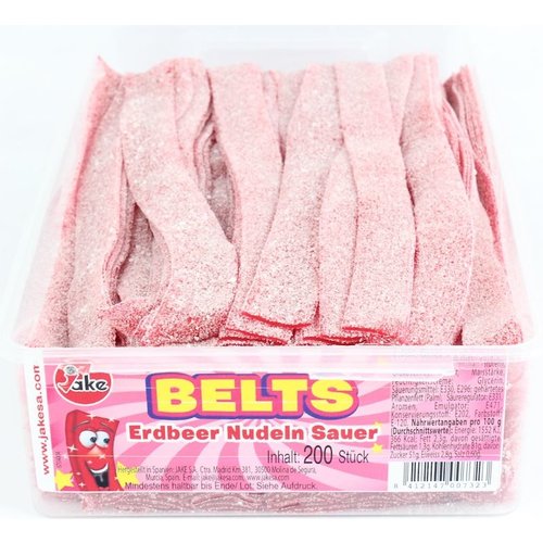 Jake - Sour Strawberry Belts 200 Stuks 1.6 Kilo (Halal)