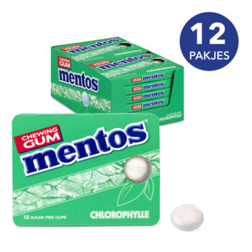 Mentos - Chlorofylle Chewing Gum 12 Stuks Mentos - Chlorofylle Chewing Gum 12 Stuks