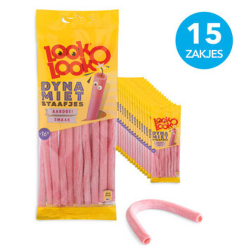 Look O Look - Dynamietstaafjes Aardbei 110 Gram 15 Stuks Look O Look - Dynamietstaafjes Aardbei 110 Gram 15 Stuks