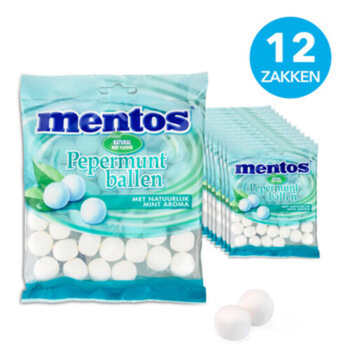 Mentos - Pepermuntballen 242 Gram 12 Stuks