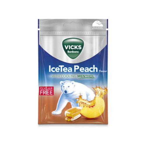 Vicks - Ice Tea Peach Suikervrij 72 Gram 20 Stuks