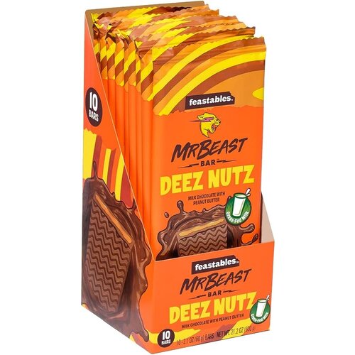 Mr Beast - Feastables Deep Nuts Chocolate Bar 60 Gram 10 Stuks Mr Beast - Feastables Deep Nuts Chocolate Bar 60 Gram 10 Stuks