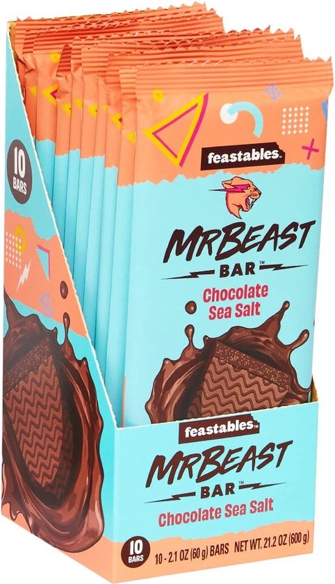 Mr Beast Mr Beast - Feastables Chocolate Sea Salt Bar 60 Gram 10 Stuks