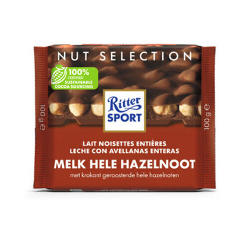 Rittersport - Melk Hele Hazelnoot 100 Gram 10 Stuks