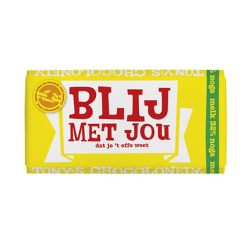 Tony's Chocolonely - Melk Noga Blij Met Jou 180 Gram 15 Stuks Tony's Chocolonely - Melk Noga Blij Met Jou 180 Gram 15 Stuks