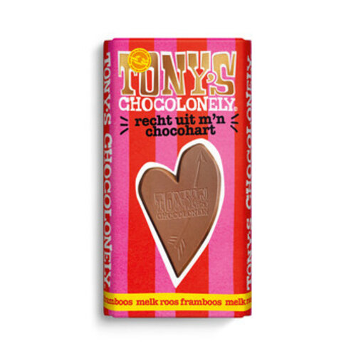 Tony's Chocolonely - Reep Liefde Melk Framboos 180 Gram 15 Stuks