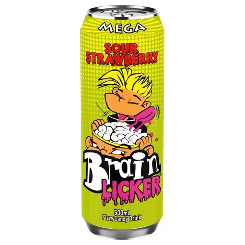 Mega Brain - Licker Sour Strawberry Fizzy Candy Drink 500ml
