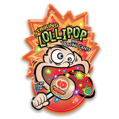Striking - Lollipop with Popping Candy Blood Orange 13.8 Gram