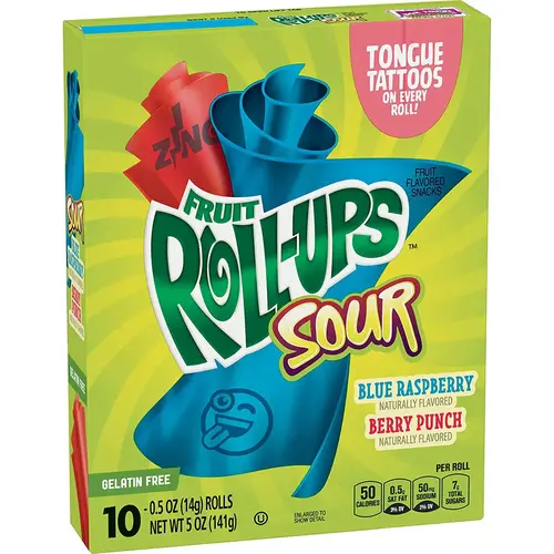 Fruit Roll-Ups Sour Blue Raspberry Berry Punch 140 Gram