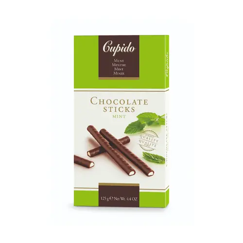 Cupido - Chocolate Sticks Mint 125 Gram
