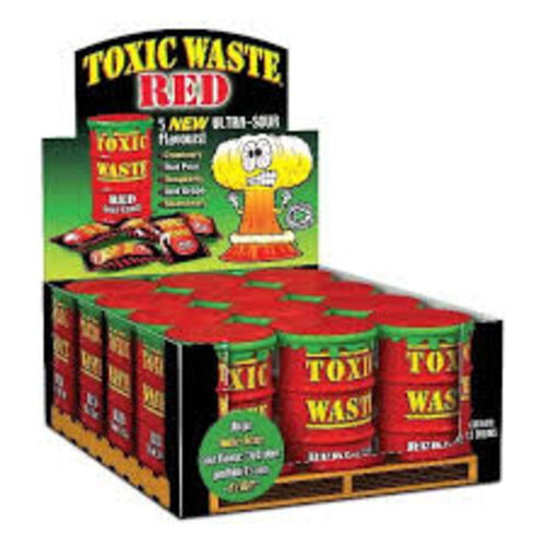 Toxic Waste Red Sour Candy Drum 42 Gram 12 Stuks (Halal)