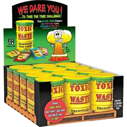 Toxic Waste Sour Candy Drum 42 Gram 12 Stuks (Halal)