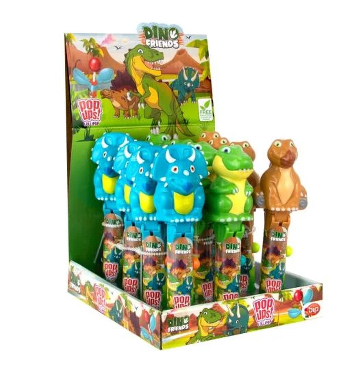 Bip - Dino & Friends Lolly Pop Up 10 Gram 12 Stuks