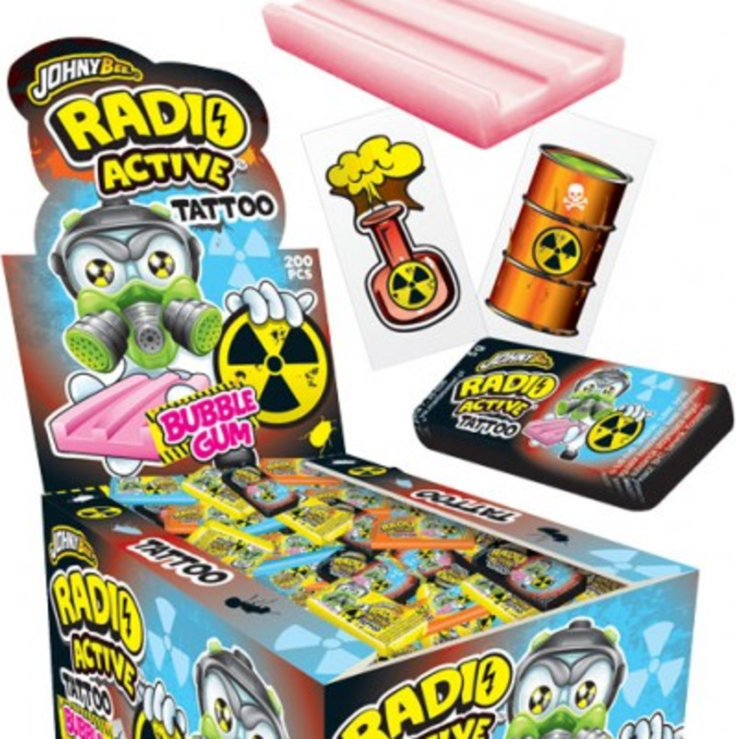 Johny Bee - Radio Activ Gum + Tattoo 5 Gram 200 Stuks afbeelding