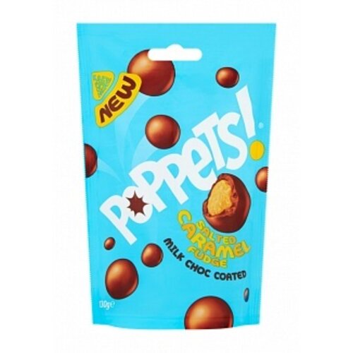 Poppets - Milk Choc Coated Salted Caramel Fudge 130 Gram