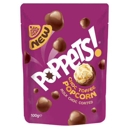 Poppets - Choc Toffee Popcorn 100 Gram