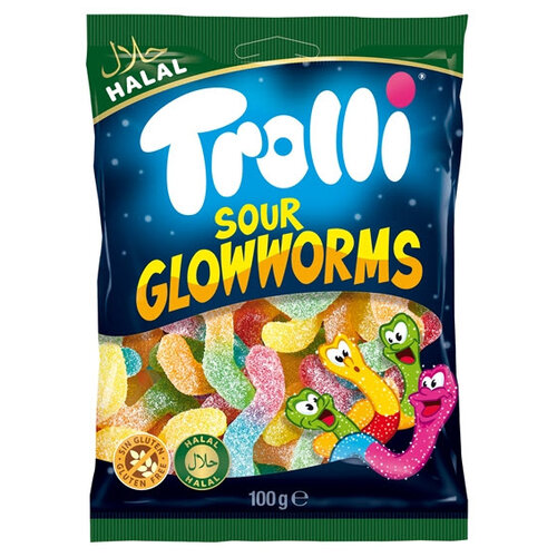 Trolli -Sour Glowworms 100 Gram (Halal)