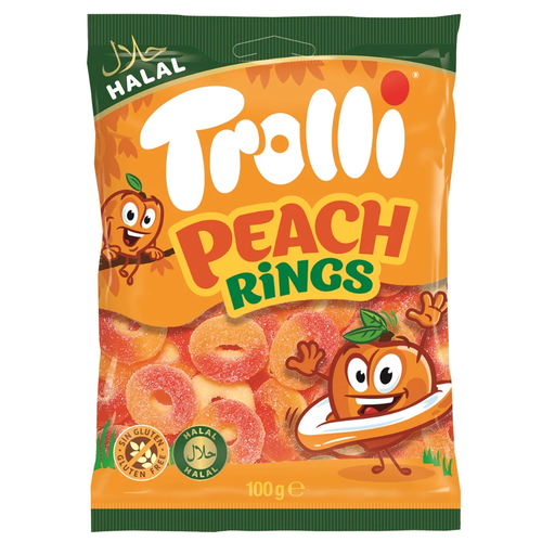 Trolli - Peach Rings 100 Gram 30 Stuks (Halal)