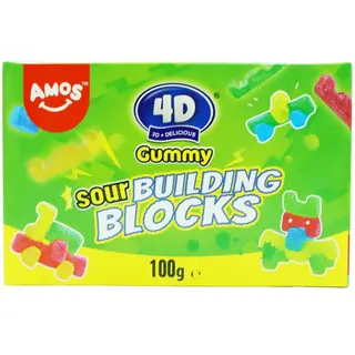 Amos - 4D Gummy Sour Building Blocks 100 Gram
