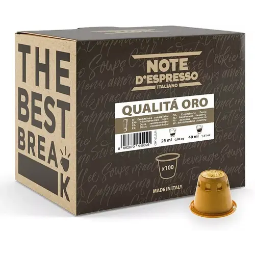 Note D'Espresso Caffè Qualità Oro, Capsule Compatibili Soltanto con Sistema 100x