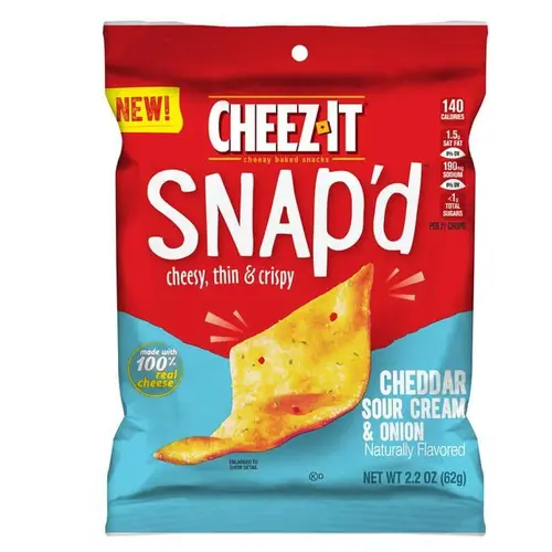 Cheez-It - Snap'd Cheddar Sour Cream & Onion 62 Gram Cheez-It - Snap'd Cheddar Sour Cream & Onion 62 Gram