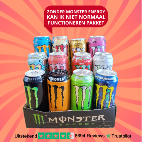Zonder Monster Energy Kan Ik Niet Normaal Functioneren Pakket 12 Blikjes