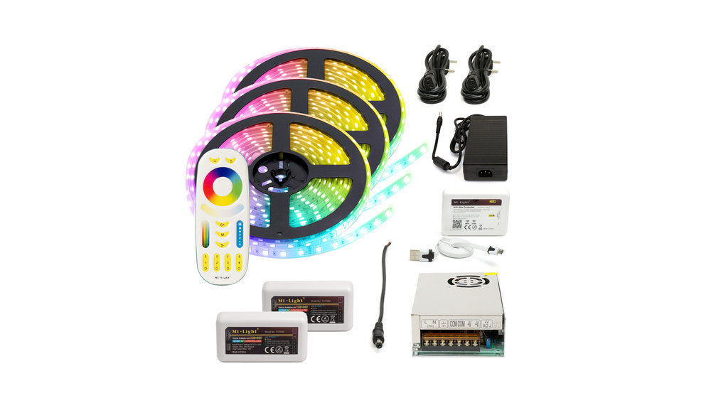 RGB+CCT LED Strip  | IP20 (voor binnen) | 15 Meter (3x 5 meter) | 12V - 24V | Alle kleuren + wit