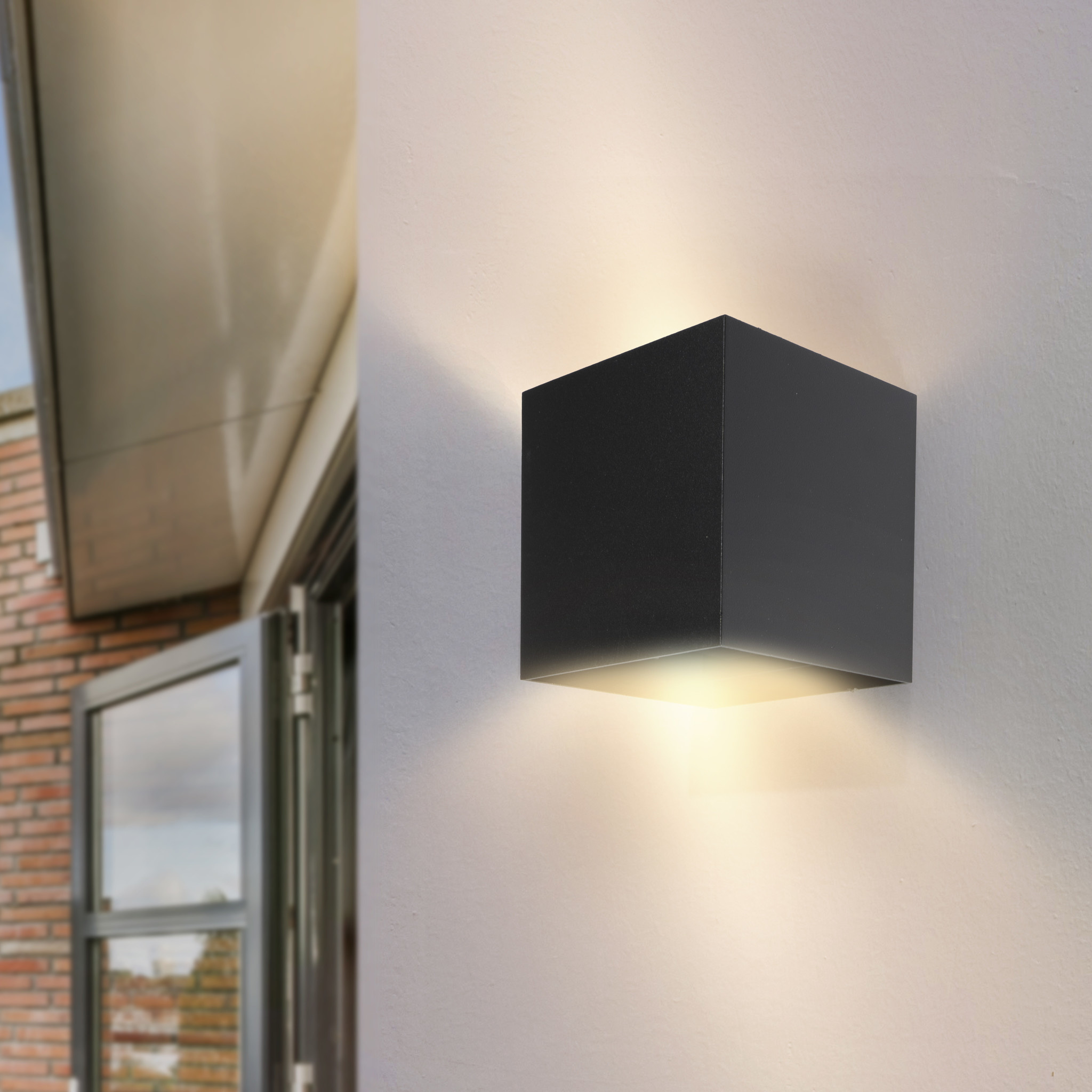 Wandlamp COB Vierkant | Zwart | IP54 | ingebouwde LEDs -