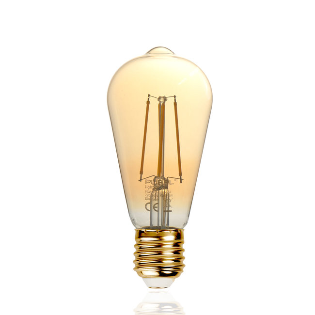 PURPL LED Filament Lamp | E27 | Edison ST64 | 6W | Dimbaar | Amber