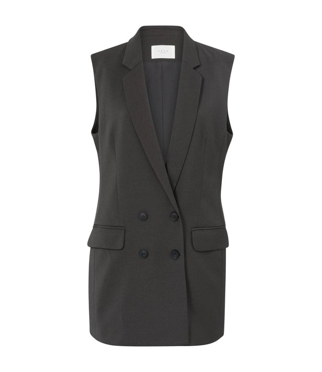 Sleeveless blazer (viscose blend) - Antraciet