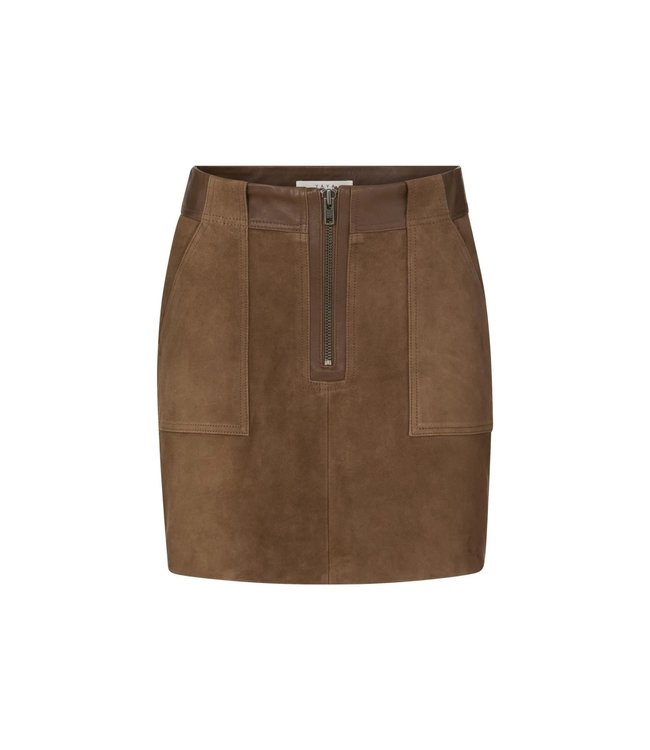 Suede leather mini skirt