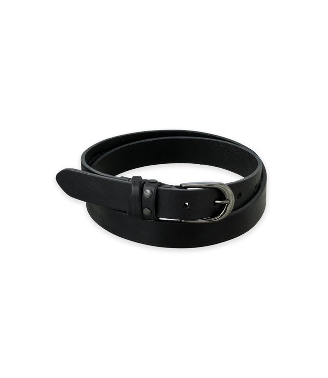 Leather belt with stud detail - zwart