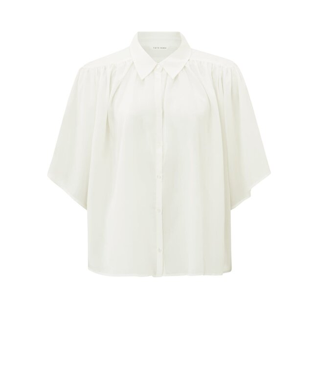 Woven oversized pleated blouse