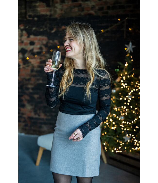 Soft herringbone mini skirt